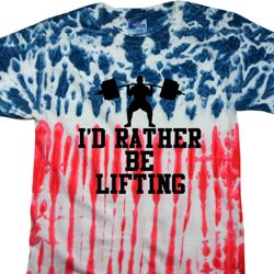 Mens Fitness Shirt I Rather Be Lifting Patriotic Tie Dye Tee T-shirt Mens Fitness Shirt I Rather Be Lifting Patriotic Tie Dye Tee T-shirt