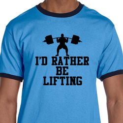 Mens Fitness Shirt I Rather Be Lifting Ringer Tee T-Shirt Mens Fitness Shirt I Rather Be Lifting Ringer Tee T-Shirt