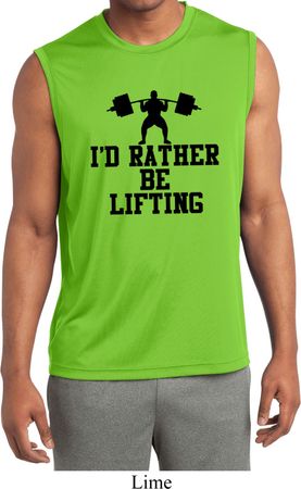 Mens Fitness Shirt I Rather Be Lifting Sleeveless Moisture Wicking Tee