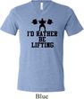 Mens Fitness Shirt I Rather Be Lifting Tri Blend V-neck Tee T-Shirt