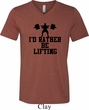 Mens Fitness Shirt I Rather Be Lifting Tri Blend V-neck Tee T-Shirt