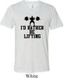 Mens Fitness Shirt I Rather Be Lifting Tri Blend V-neck Tee T-Shirt