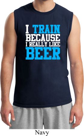 Mens Fitness Shirt I Train For Beer Muscle Tee T-Shirt