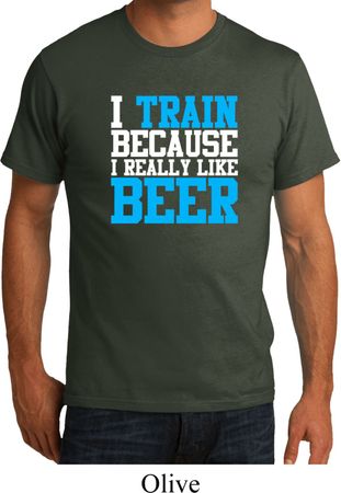 Mens Fitness Shirt I Train For Beer Organic Tee T-Shirt