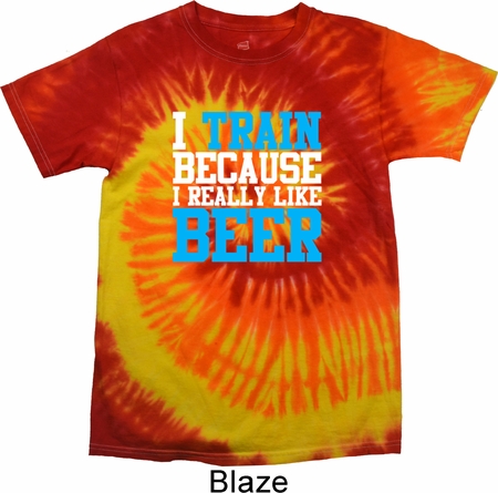 Mens Fitness Shirt I Train For Beer Tie Dye Tee T-shirt