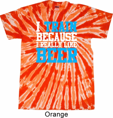 Mens Fitness Shirt I Train For Beer Twist Tie Dye Tee T-shirt