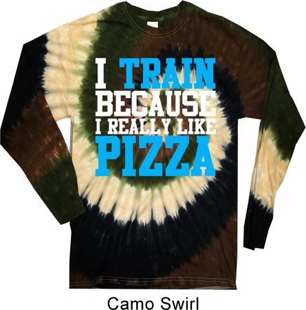 Mens Fitness Shirt I Train For Pizza Long Sleeve Tie Dye Tee T-shirt