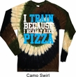 Mens Fitness Shirt I Train For Pizza Long Sleeve Tie Dye Tee T-shirt