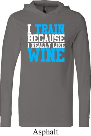 Mens Fitness Shirt I Train For Wine Lightweight Hoodie Tee