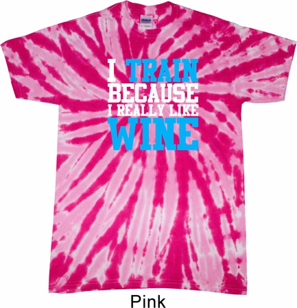 Mens Fitness Shirt I Train For Wine Twist Tie Dye Tee T-shirt