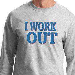 Mens Fitness Shirt I Work Out Long Sleeve Tee T-Shirt Mens Fitness Shirt I Work Out Long Sleeve Tee T-Shirt
