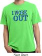 Mens Fitness Shirt I Work Out Pigment Dyed Tee T-Shirt