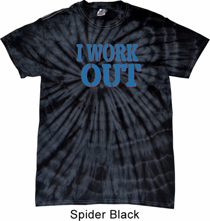 Mens Fitness Shirt I Work Out Spider Tie Dye Tee T-shirt