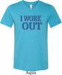 Mens Fitness Shirt I Work Out Tri Blend V-neck Tee T-Shirt