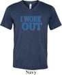Mens Fitness Shirt I Work Out Tri Blend V-neck Tee T-Shirt