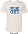 Mens Fitness Shirt I Work Out Tri Blend V-neck Tee T-Shirt