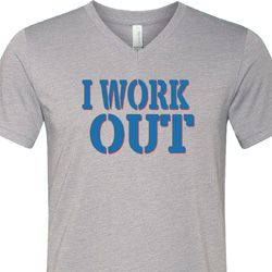Mens Fitness Shirt I Work Out Tri Blend V-neck Tee T-Shirt Mens Fitness Shirt I Work Out Tri Blend V-neck Tee T-Shirt