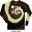 Mens Fitness Shirt Single Taken Gym Long Sleeve Tie Dye Tee T-shirt