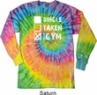 Mens Fitness Shirt Single Taken Gym Long Sleeve Tie Dye Tee T-shirt