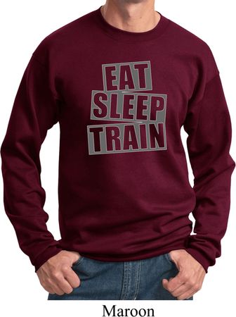 Mens Fitness Sweatshirt Eat Sleep Train Sweat Shirt