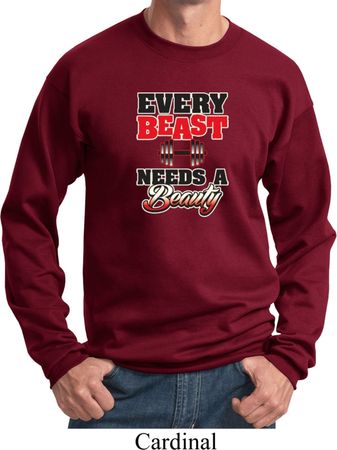 Mens Fitness Sweatshirt Every Beast Needs A Beauty Sweat Shirt