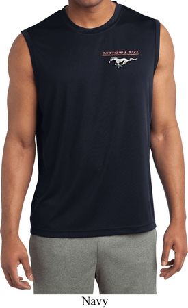 Mens Ford Mustang Pocket Print Dry Wicking Sleeveless Shirt
