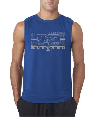 Mens Ford Mustang Shirt Honeycomb Grille Sleeveless Tee T-Shirt