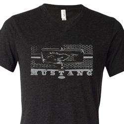 Mens Ford Mustang Shirt Honeycomb Grille Tri Blend V-neck Tee T-Shirt