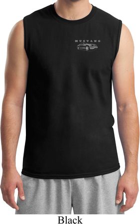 Mens Ford Mustang with Grill Pocket Print Muscle Shirt