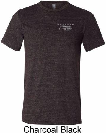 Mens Ford Mustang with Grill Pocket Print Tri Blend Crewneck Shirt