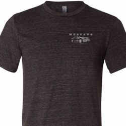 Mens Ford Mustang with Grill Pocket Print Tri Blend Crewneck Shirt Mens Ford Mustang with Grill Pocket Print Tri Blend Crewneck Shirt