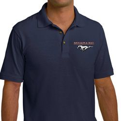 Mens Ford Polo Mustang Pocket Print Pique Polo Shirt Mens Ford Polo Mustang Pocket Print Pique Polo Shirt