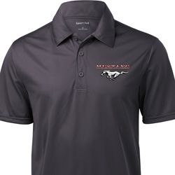 Mens Ford Polo Mustang Pocket Print Textured Polo Shirt Mens Ford Polo Mustang Pocket Print Textured Polo Shirt