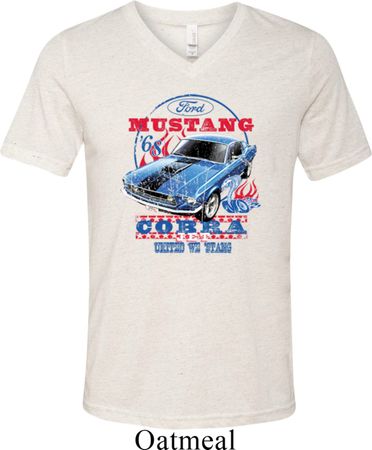 Mens Ford Shirt 1968 Cobra Jet Tri Blend V-neck Shirt