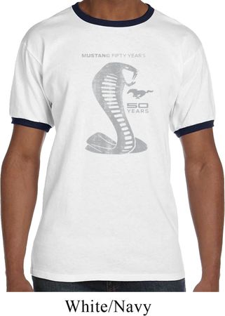 Mens Ford Shirt 50 Years Cobra Ringer Tee T-Shirt