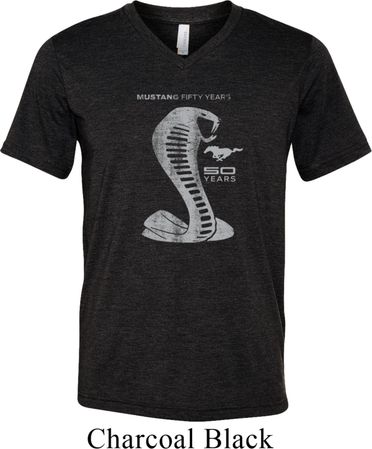Mens Ford Shirt 50 Years Cobra Tri Blend V-neck Tee T-Shirt