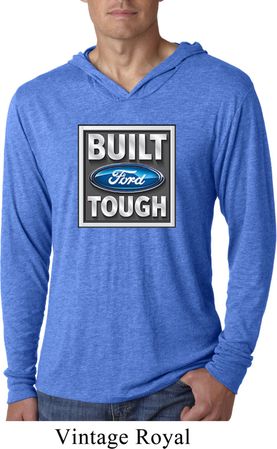 Mens Ford Shirt Built Ford Tough Lightweight Hoodie Tee T-Shirt