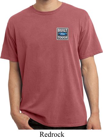 Mens Ford Shirt Built Ford Tough Pocket Print Pigment Dyed Tee T-Shirt