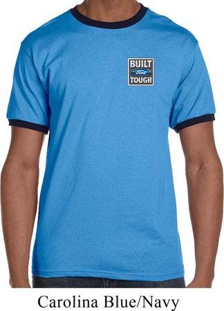 Mens Ford Shirt Built Ford Tough Pocket Print Ringer Tee T-Shirt