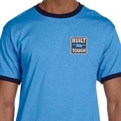 Mens Ford Shirt Built Ford Tough Pocket Print Ringer Tee T-Shirt