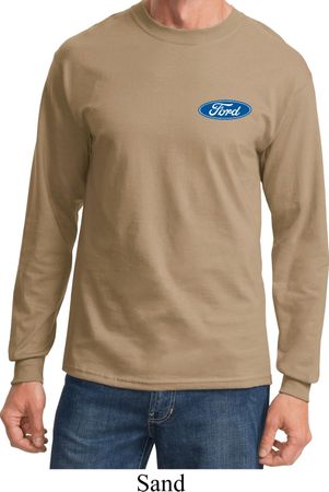 Mens Ford Shirt Ford Oval Pocket Print Long Sleeve Tee T-Shirt