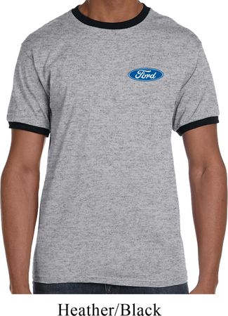 Mens Ford Shirt Ford Oval Pocket Print Ringer Tee T-Shirt