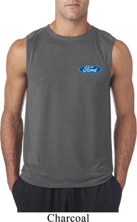 Mens Ford Shirt Ford Oval Pocket Print Sleeveless Tee T-Shirt