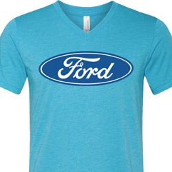 Mens Ford Shirt Ford Oval Tri Blend V-neck Tee T-Shirt