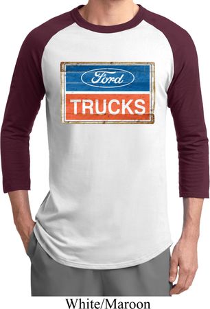 Mens Ford Shirt Ford Trucks Logo Raglan Tee T-Shirt