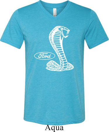 Mens Ford Shirt Mustang Cobra Tri Blend V-neck Shirt