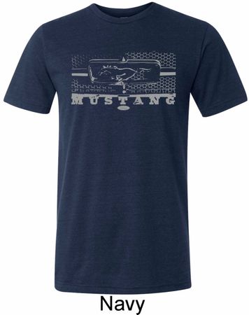 Mens Ford Shirt Mustang Honeycomb Grille Tri Blend Crewneck Shirt