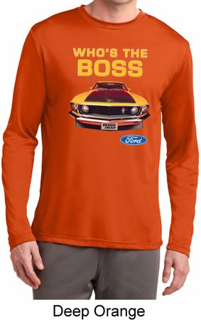 Mens Ford Shirt Mustang Who's The Boss Dry Wicking Long Sleeve Shirt