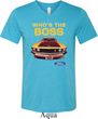 Mens Ford Shirt Mustang Who's The Boss Tri Blend V-neck Shirt