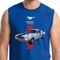 Mens Ford Shirt Red Stripe Mustang 50 Years Muscle Tee T-Shirt Mens Ford Shirt Red Stripe Mustang 50 Years Muscle Tee T-Shirt